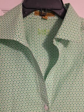 Alex Marie, Green Dots, Long-Sleeve Button Down Shirt, Wrinkle Free - 16